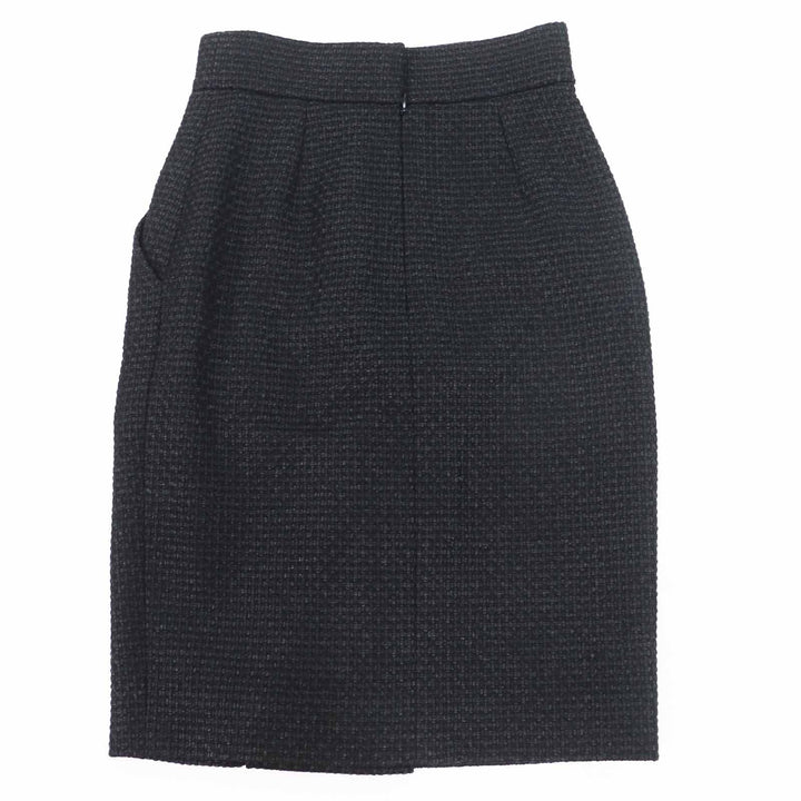 極美品◎CHANEL シャネル P36751 ココマーク付き ツイード ひざ下丈 タイトスカート ブラック 36 仏製 正規品 レディース