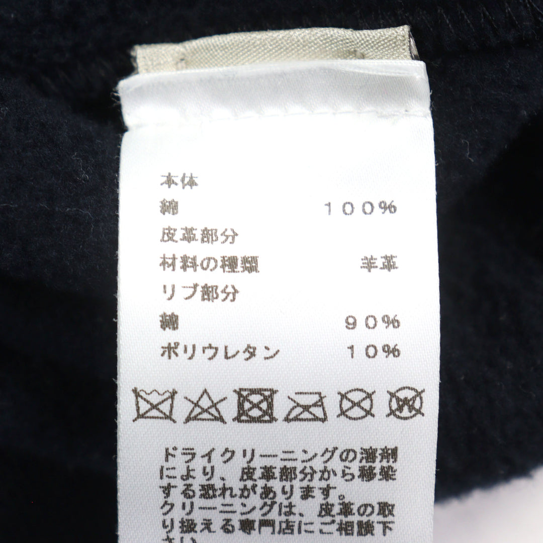 美品○HERMES エルメス 23SS シュヴォー アン シンメトリー 羊革 レザーパッチ 裏起毛 クルーネック スウェットシャツ S 正規品 メンズ