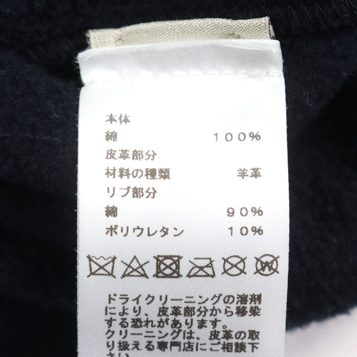 美品○HERMES エルメス 23SS シュヴォー アン シンメトリー 羊革 レザーパッチ 裏起毛 クルーネック スウェットシャツ S 正規品 メンズ
