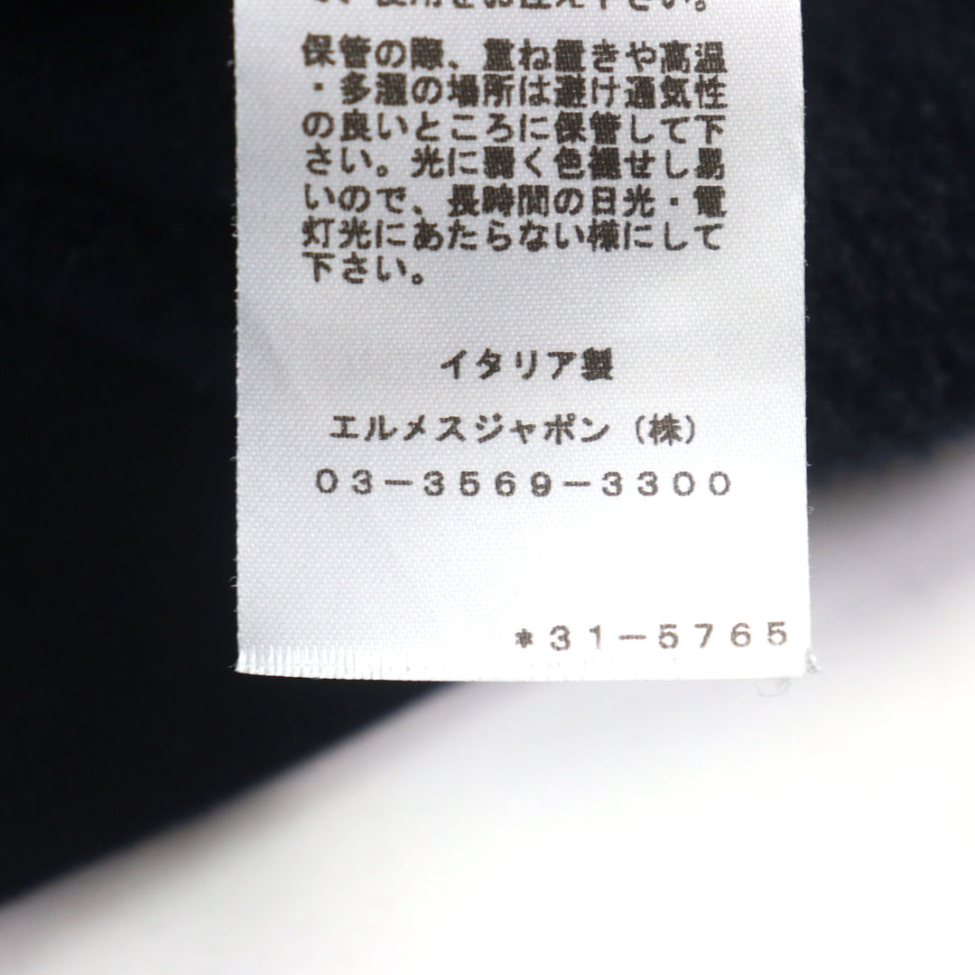 美品○HERMES エルメス 23SS シュヴォー アン シンメトリー 羊革 レザーパッチ 裏起毛 クルーネック スウェットシャツ S 正規品 メンズ