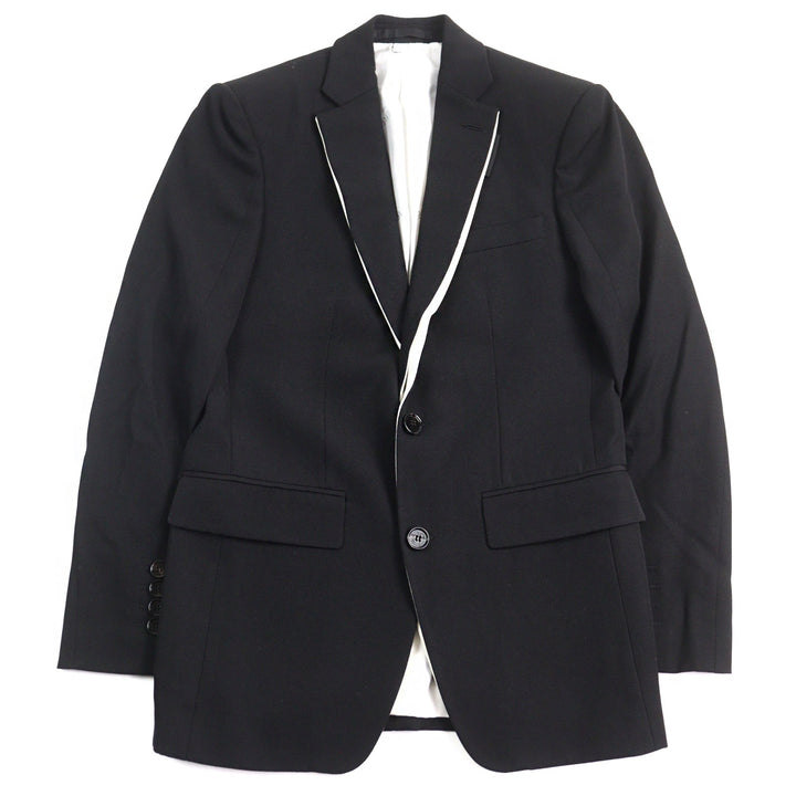 極美品○BURBERRY LONDON バーバリーロンドン 4559227 バイカラー 裏地ロゴ総柄 シングル ドッキング テーラードジャケット 44 正規品