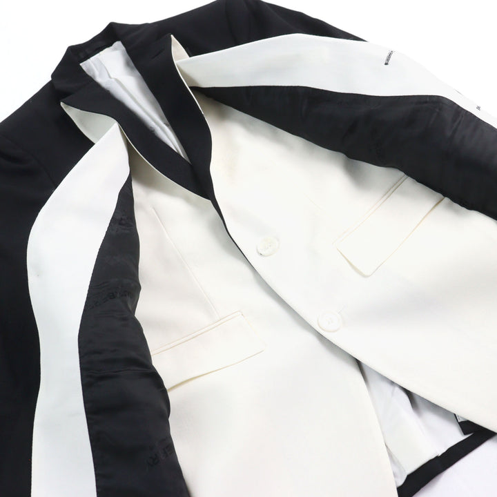 極美品○BURBERRY LONDON バーバリーロンドン 4559227 バイカラー 裏地ロゴ総柄 シングル ドッキング テーラードジャケット 44 正規品