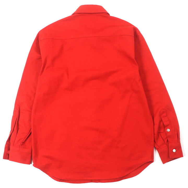 美品▼ラフシモンズ 19AW 192-241 CARRY OVER SLIM FIT DENIM SHIR レザーパッチ 長袖シャツ ジャケット S メンズ