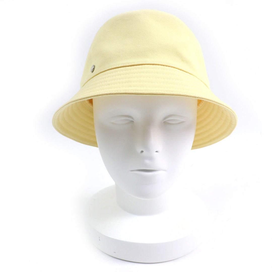 極美品☆HERMES エルメス カルヴィ コットン100％ セリエ金具 バケットハット イエロー 57 フランス製 レディース