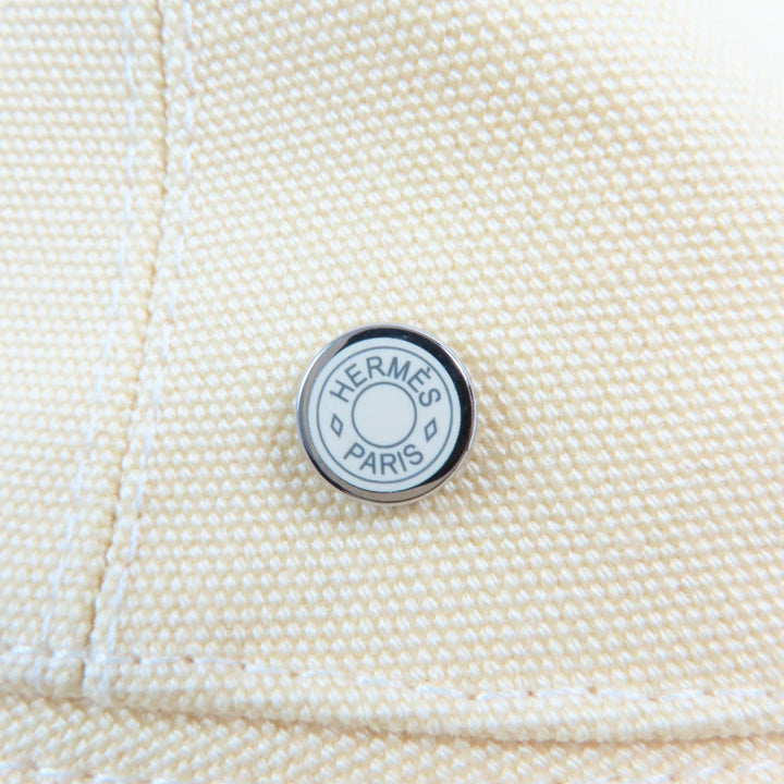 極美品☆HERMES エルメス カルヴィ コットン100％ セリエ金具 バケットハット イエロー 57 フランス製 レディース