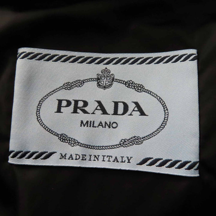 未使用品◎PRADA プラダ 21AW SGC025 フローラル柄 トライアングルロゴ／三角プレート付 フーデッド ダウンジャケット レッドホワイト S