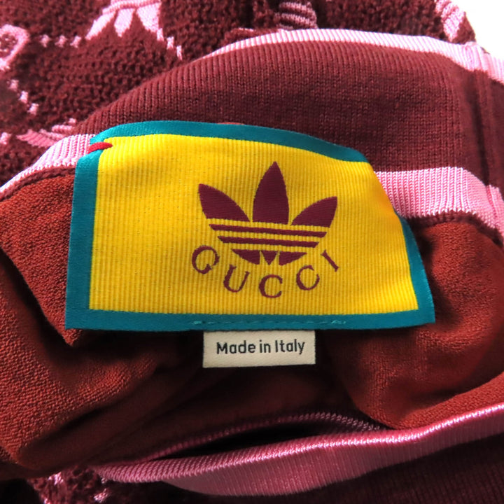 極美品★GUCCI×adidas グッチ×アディダス 693830 GG トレフォイル ウールジャガードジョガーパンツ ボルドー ピンク S 伊製 正規品