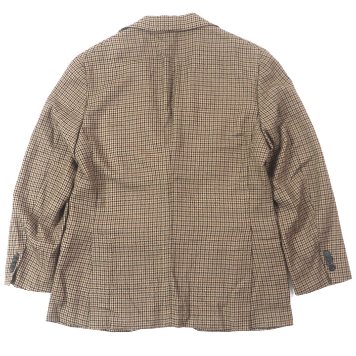 極美品▼THE GIGI ザ・ジジ ウール100% 千鳥格子柄 アンコン シングルジャケット テーラードジャケット ブラウン系 48 イタリア製 メンズ