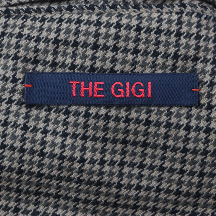 極美品▼THE GIGI ザ・ジジ ウール100% 千鳥格子柄 アンコン シングルジャケット テーラードジャケット ブラウン系 48 イタリア製 メンズ