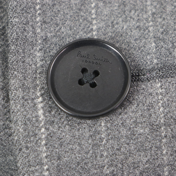 美品▼Paul Smith LONDON ポールスミスロンドン ウール100% ストライプ柄 ロゴ入りボタン シングル チェスターコート L 正規品 メンズ