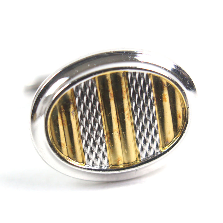 極美品○Dunhill ダンヒル オーバルシェイプ テクスチャー加工 ストライプ カフスボタン カフリンクス SV925 シルバー系 総重量11.20g