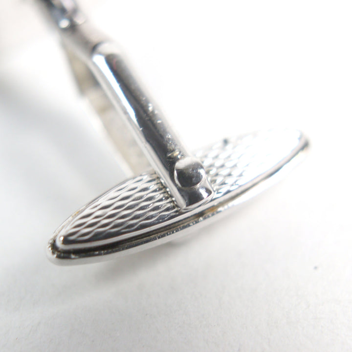 極美品○Dunhill ダンヒル オーバルシェイプ テクスチャー加工 ストライプ カフスボタン カフリンクス SV925 シルバー系 総重量11.20g