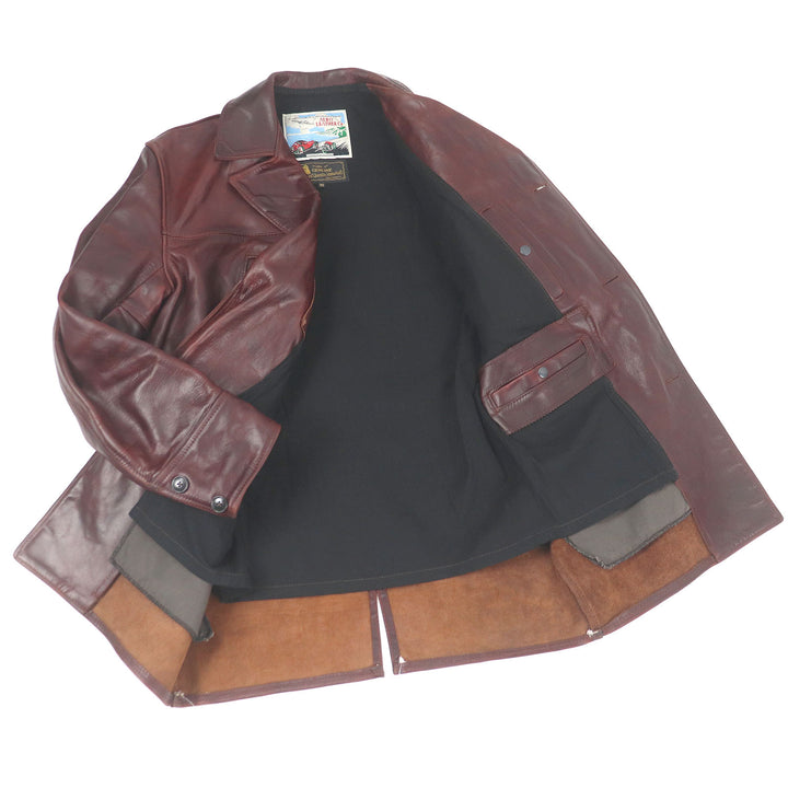 美品□AERO LEATHER エアロレザー バーンストーマー ホースハイド レザーピーコート 希少 ボルドー 36 英国製 スコットランド製 メンズ