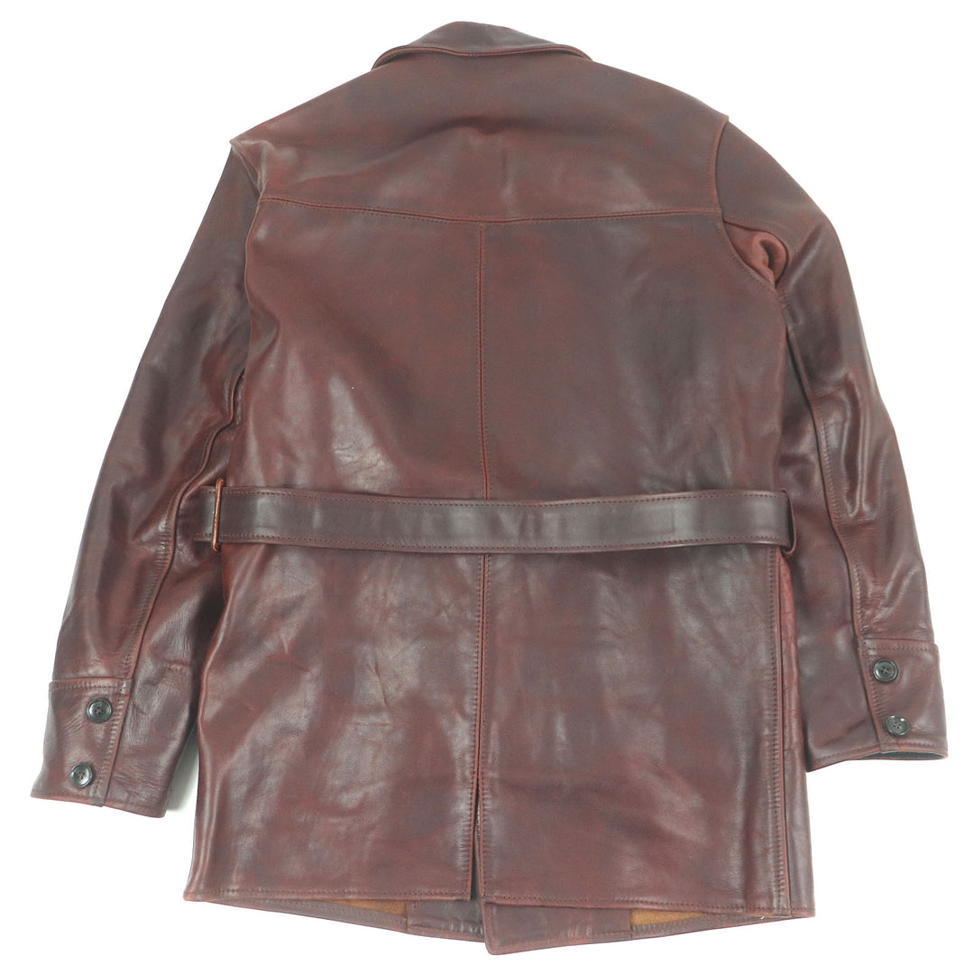 美品□AERO LEATHER エアロレザー バーンストーマー ホースハイド レザーピーコート 希少 ボルドー 36 英国製 スコットランド製 メンズ