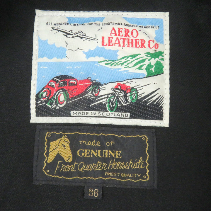 美品□AERO LEATHER エアロレザー バーンストーマー ホースハイド レザーピーコート 希少 ボルドー 36 英国製 スコットランド製 メンズ