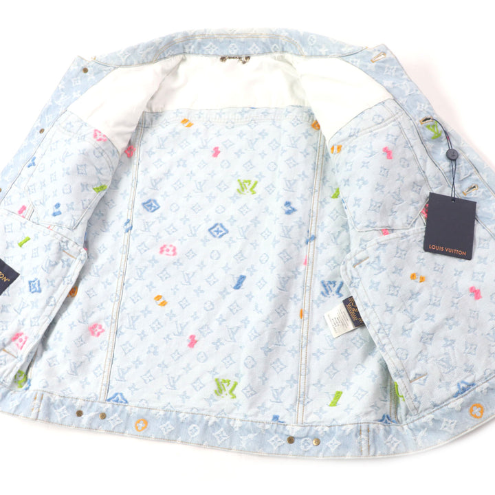 未使用品▼ルイヴィトン タイラー ザ クリエイター 24AW モノグラムデニム レザーパッチ付き デニムジャケット 48 ハンガー付き 正規品