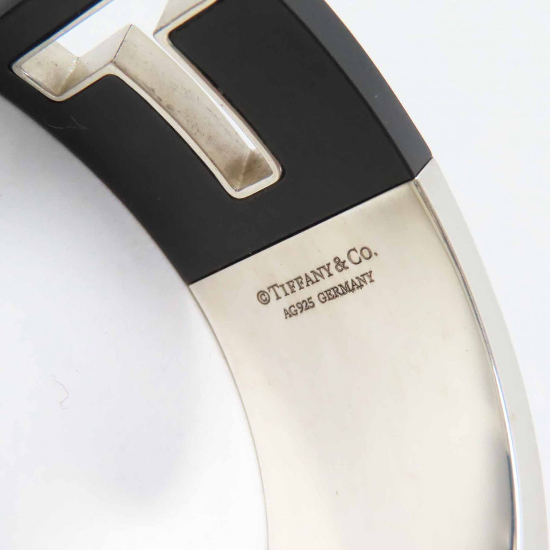 美品◎TIFFANY&amp;Co. ティファニー Tカット アウト バングル／ブレスレット AG925 シルバー ブラック レディース