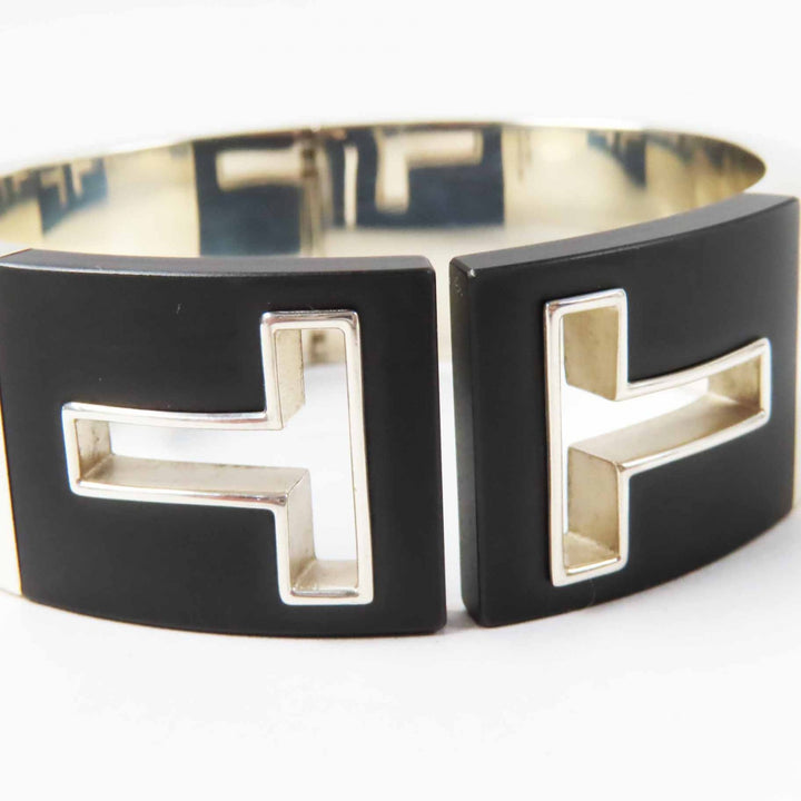 美品◎TIFFANY&amp;Co. ティファニー Tカット アウト バングル／ブレスレット AG925 シルバー ブラック レディース
