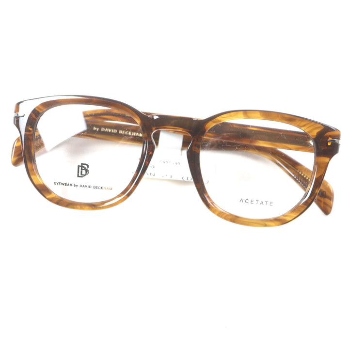 未使用品▼Eyewear by David Beckham アイウェア バイ デイヴィッド・ベッカム DB7050 マーブル柄 メガネ アイウェア クリアブラウン 145
