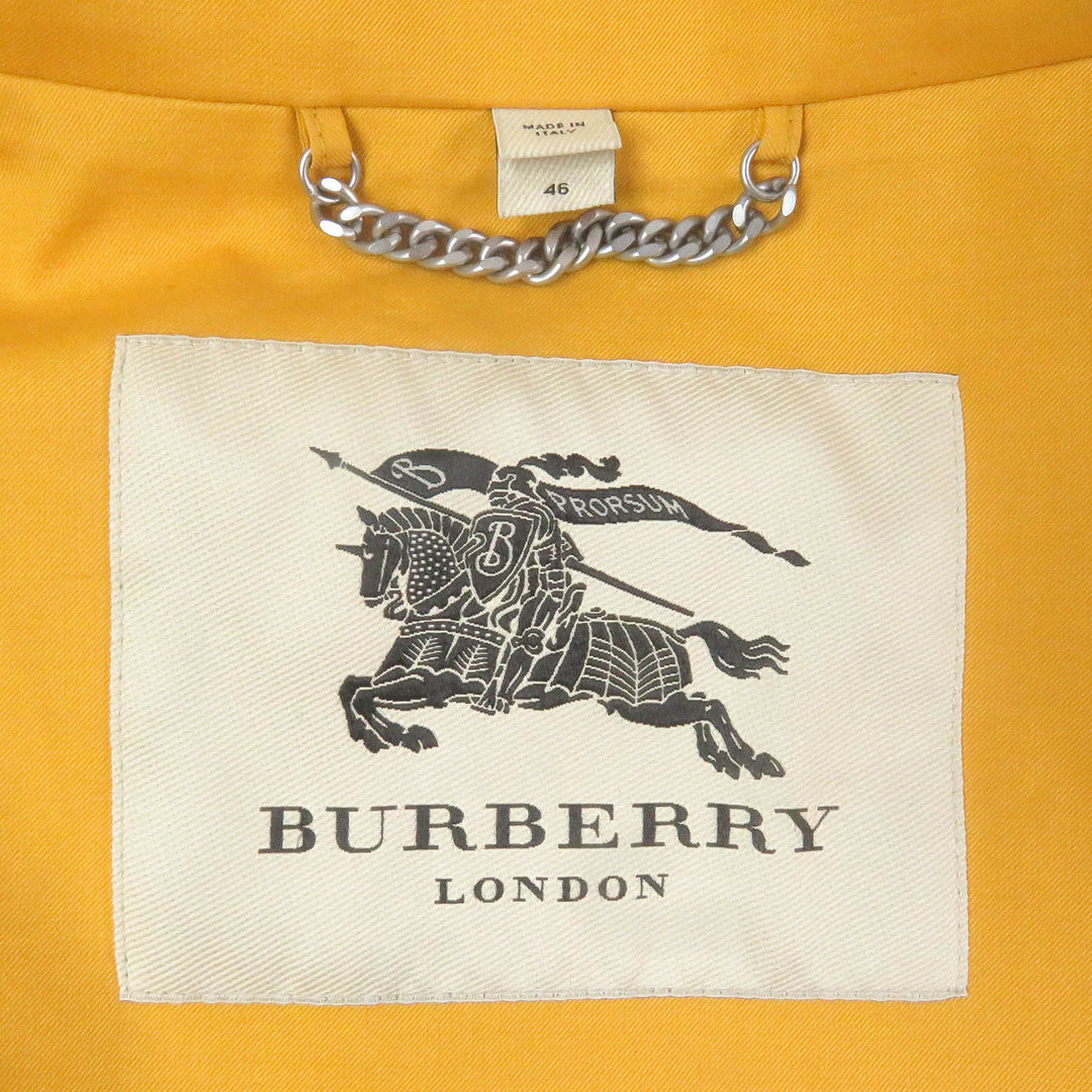 極美品□BURBERRY LONDON バーバリーロンドン シルク混 WZIP フーデッド マウンテンパーカー イエロー 46 イタリア製 正規品 メンズ