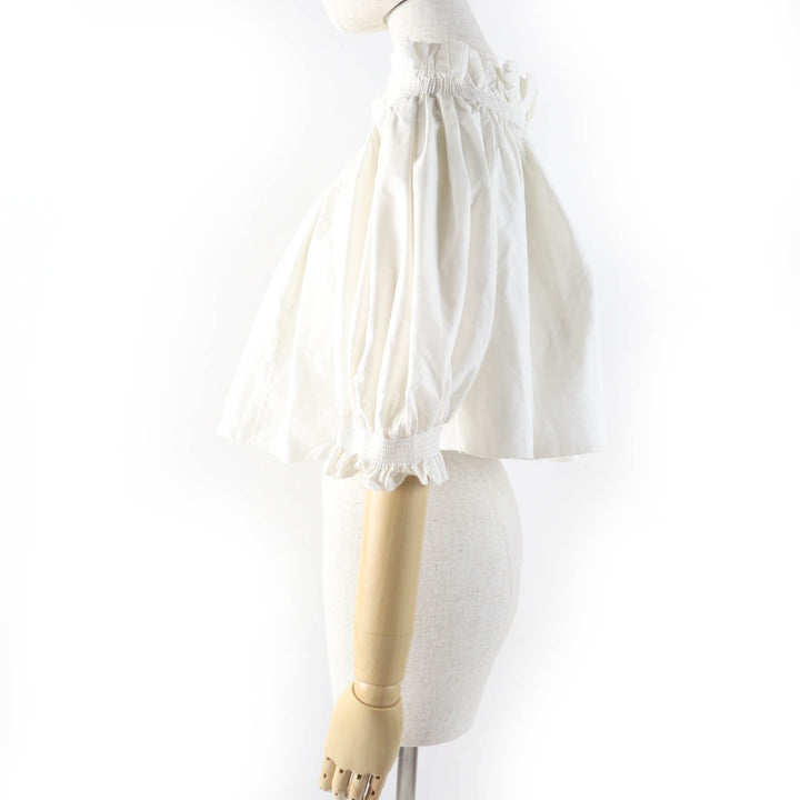極美品☆Christian Dior クリスチャンディオール 311B10A3124 シルク混 オフショルダー スモックトップ トップス アイボリー 40 正規品
