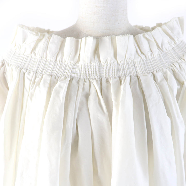 極美品☆Christian Dior クリスチャンディオール 311B10A3124 シルク混 オフショルダー スモックトップ トップス アイボリー 40 正規品