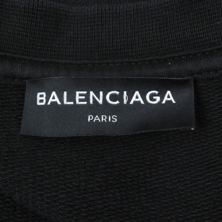 美品□BALENCIAGA バレンシアガ 17AW 485994 コットン100％ HOMME刺繍 オーバーサイズ トレーナー スウェットシャツ ブラック XL 正規品