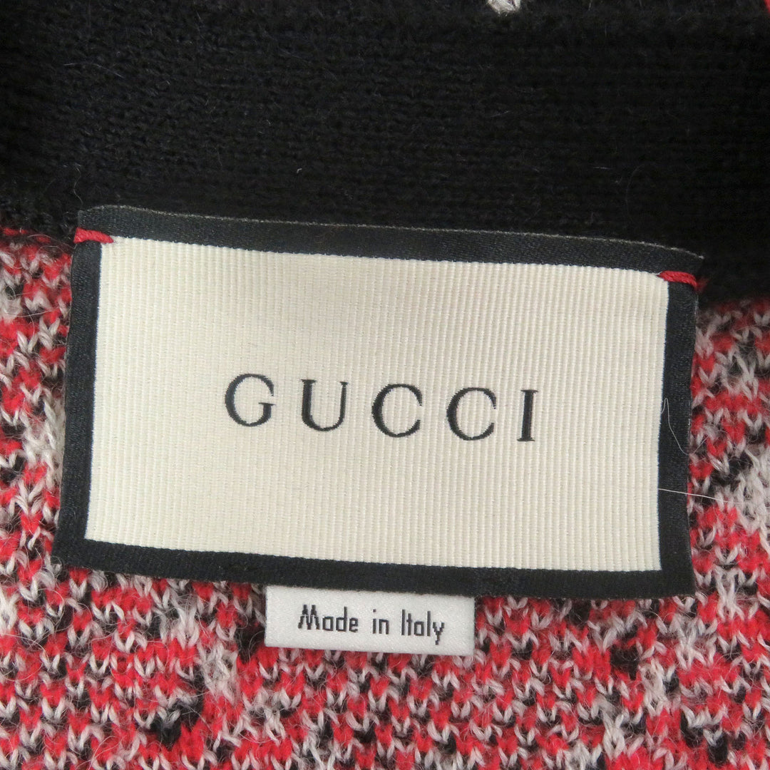 極美品□GUCCI グッチ 543497 アルパカ混 GGダイヤモンド アーガイル ニットカーディガン セーター ブラック S イタリア製 正規品 メンズ
