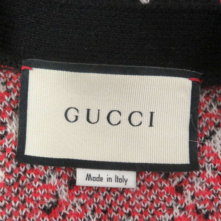 極美品□GUCCI グッチ 543497 アルパカ混 GGダイヤモンド アーガイル ニットカーディガン セーター ブラック S イタリア製 正規品 メンズ