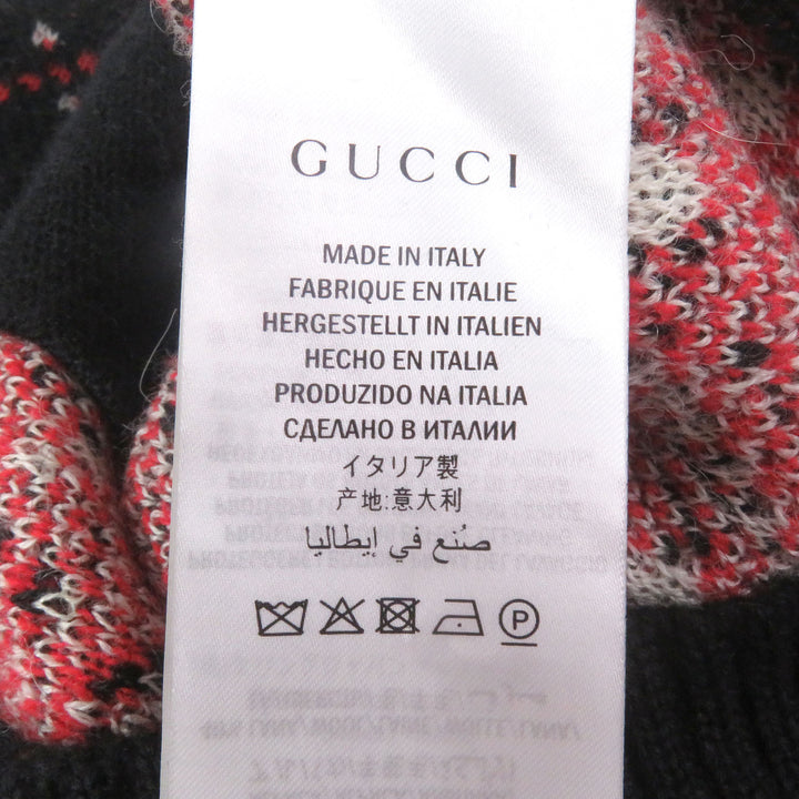 極美品□GUCCI グッチ 543497 アルパカ混 GGダイヤモンド アーガイル ニットカーディガン セーター ブラック S イタリア製 正規品 メンズ
