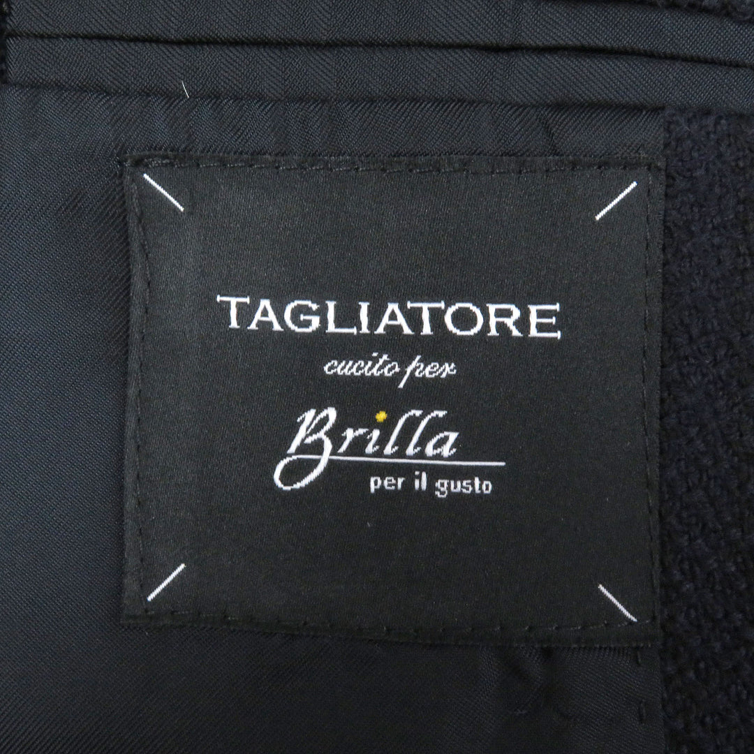 極美品□TAGLIATORE タリアトーレ Brilla生地 ストライプ柄 エンブレムロゴボタン シングルテーラードジャケット 48 イタリア製 正規品