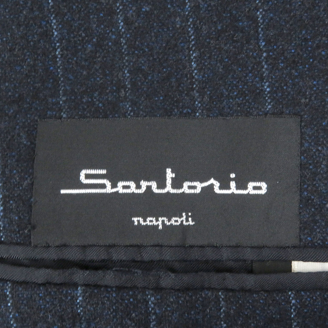 極美品□Sartorio サルトリオ ウール100％ ストライプ シングル アンコンジャケット テーラードジャケット ネイビー 48 イタリア製