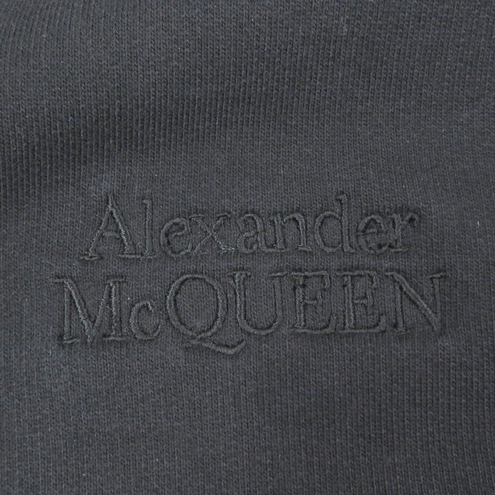 美品□Alexander McQueen アレキサンダーマックイーン 2022年製 722257 ロゴ刺繍 プルオーバーパーカー ブラック M イタリア製 正規品