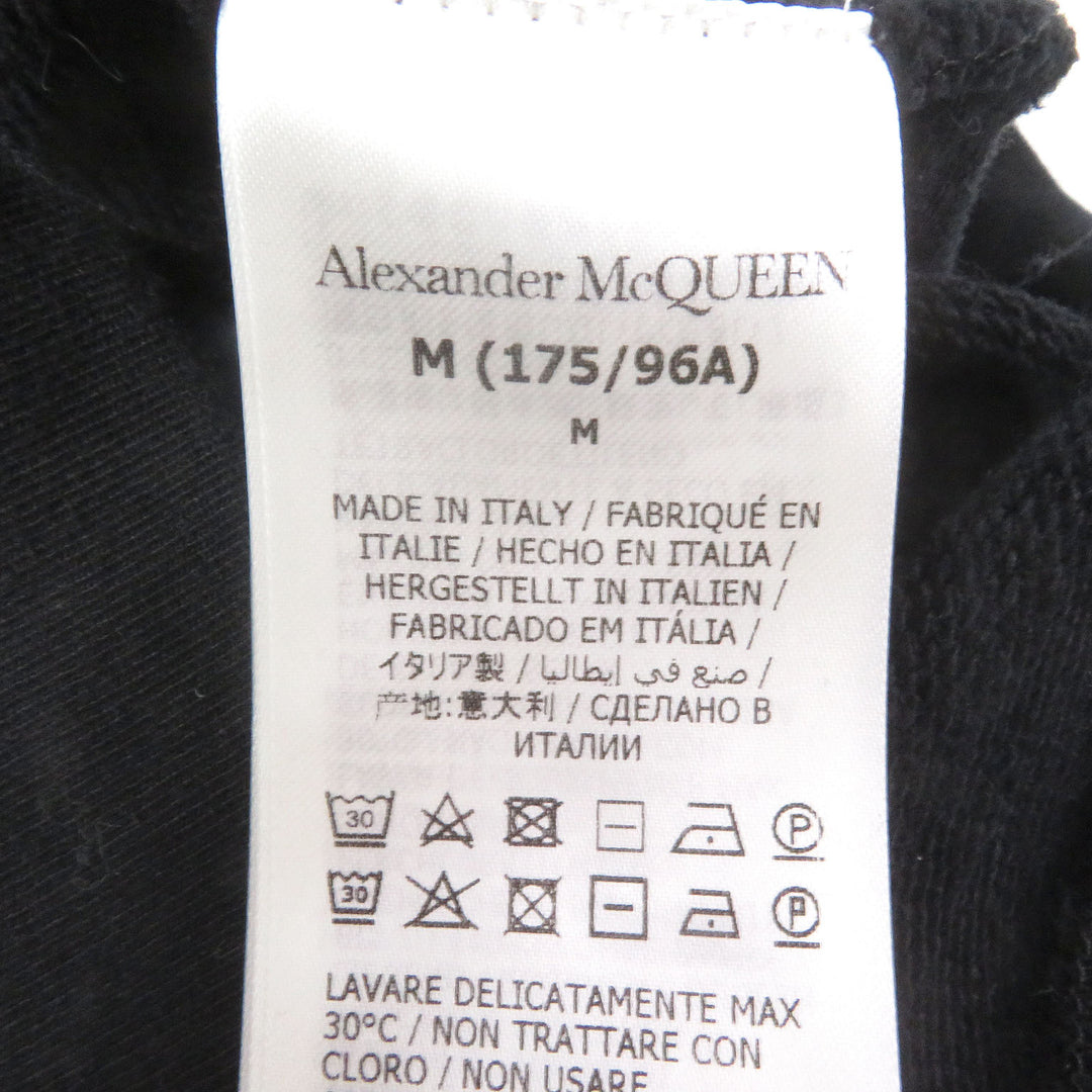美品□Alexander McQueen アレキサンダーマックイーン 2022年製 722257 ロゴ刺繍 プルオーバーパーカー ブラック M イタリア製 正規品