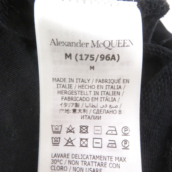美品□Alexander McQueen アレキサンダーマックイーン 2022年製 722257 ロゴ刺繍 プルオーバーパーカー ブラック M イタリア製 正規品