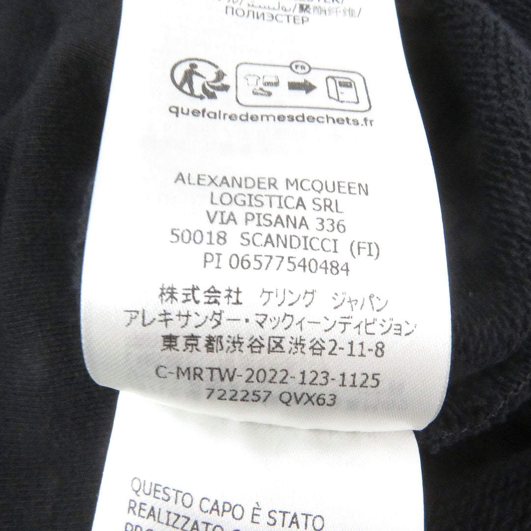 美品□Alexander McQueen アレキサンダーマックイーン 2022年製 722257 ロゴ刺繍 プルオーバーパーカー ブラック M イタリア製 正規品