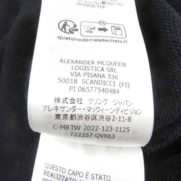 美品□Alexander McQueen アレキサンダーマックイーン 2022年製 722257 ロゴ刺繍 プルオーバーパーカー ブラック M イタリア製 正規品