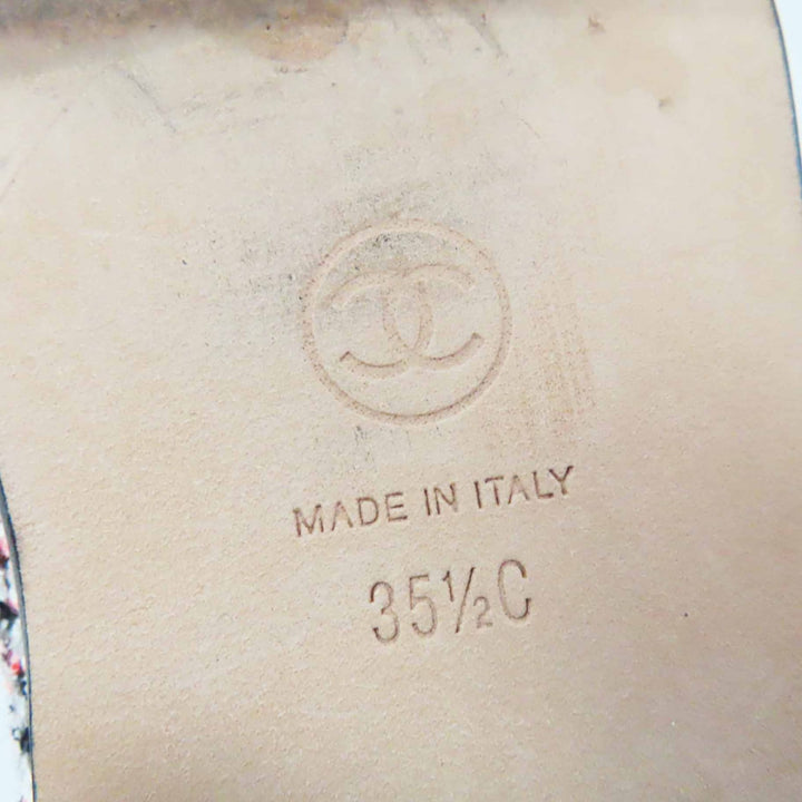 美品◎CHANEL シャネル G27805 ココマーク付き サイドZIP ツイード レザー エンジニアブーツ マルチ シルバー金具 35.5 伊製 レディース