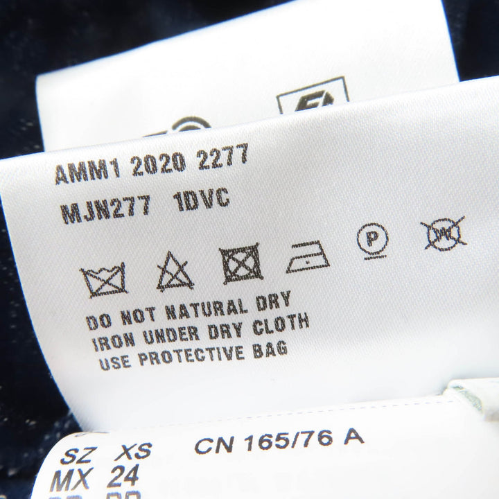 美品☆MIUMIU ミュウミュウ 2020年製 MJN277 1DVC ドット柄 クロップド丈 半袖 ニット ネイビー ホワイト XS 伊製 正規品 レディース