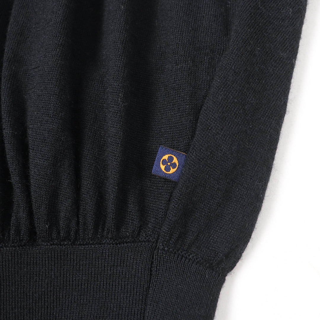 美品☆LOUIS VUITTON ルイヴィトン 19AW カシミヤ シルク混 フローラルプリント パフスリーブ 半袖ニット ブラックXS 正規品 レディース