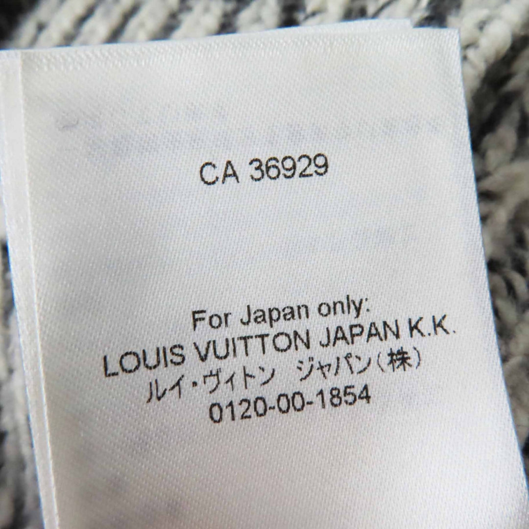 未使用品◎LOUIS VUITTON ルイヴィトン 23AW レザーベルト付き パッチ付き 長袖 ミックスニット／ワンピース ブラック ホワイト M 正規品