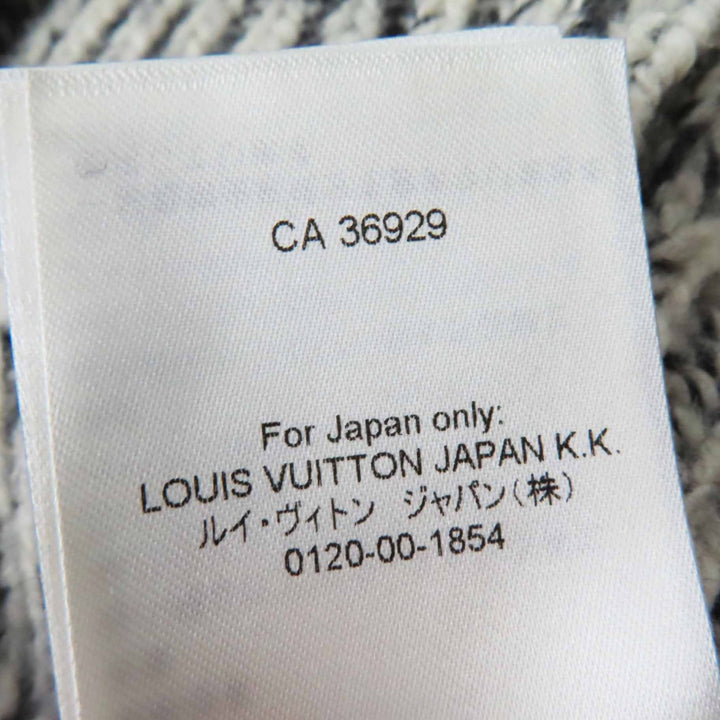 未使用品◎LOUIS VUITTON ルイヴィトン 23AW レザーベルト付き パッチ付き 長袖 ミックスニット／ワンピース ブラック ホワイト M 正規品