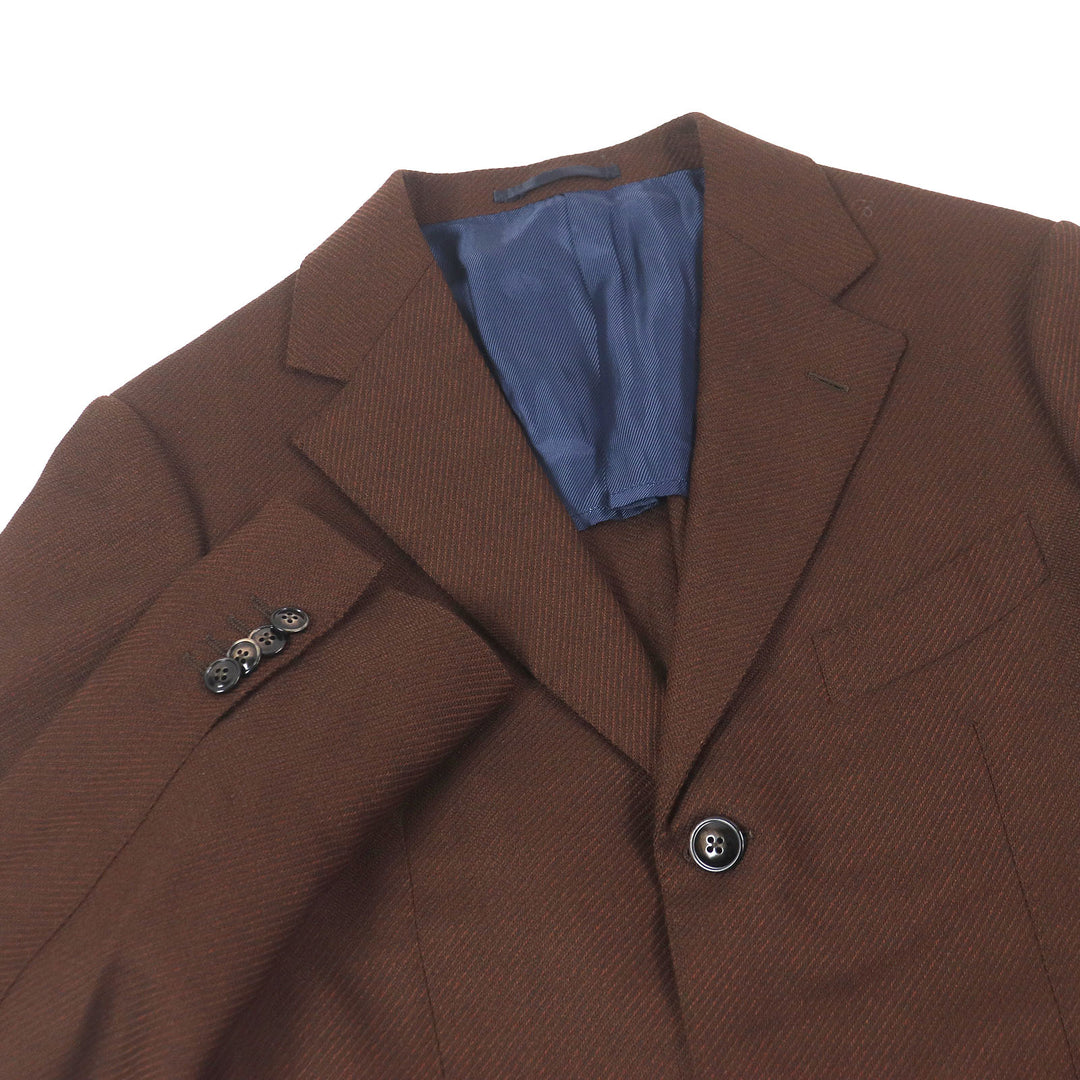 極美品□BARBA バルバ ウール100% シングル アンコンジャケット テーラードジャケット ブレザー ブラウン 48 イタリア製 正規品メンズ