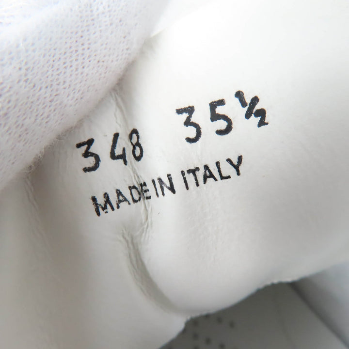 極美品☆PRADA プラダ 1E348N トライアングルロゴ クリスタル付 レザー スニーカー ホワイト 35.5 箱・保存袋付き イタリア製 レディース