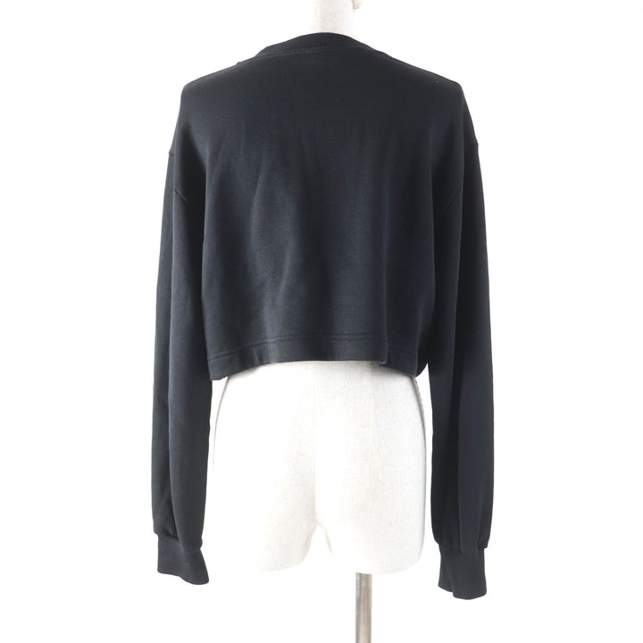 美品★DOLCE&amp;GABBANA ドルチェ＆ガッバーナ F9N80Z コットン100％ DGプレートロゴ クロップド スウェット トレーナー ブラック38 正規品