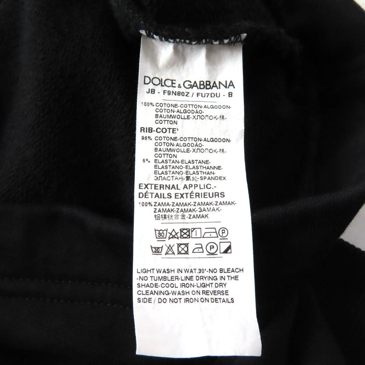 美品★DOLCE&amp;GABBANA ドルチェ＆ガッバーナ F9N80Z コットン100％ DGプレートロゴ クロップド スウェット トレーナー ブラック38 正規品