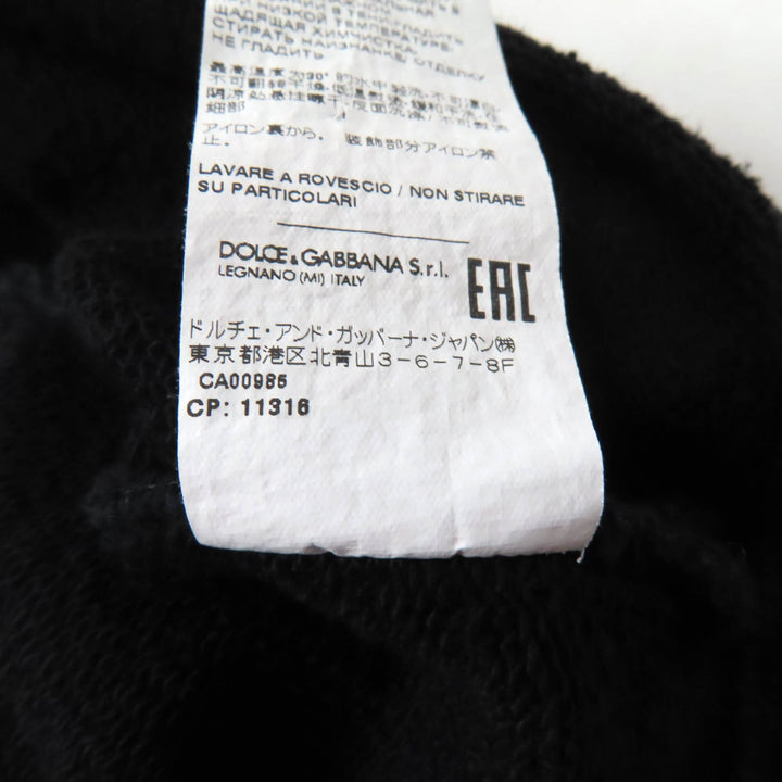 美品★DOLCE&amp;GABBANA ドルチェ＆ガッバーナ F9N80Z コットン100％ DGプレートロゴ クロップド スウェット トレーナー ブラック38 正規品