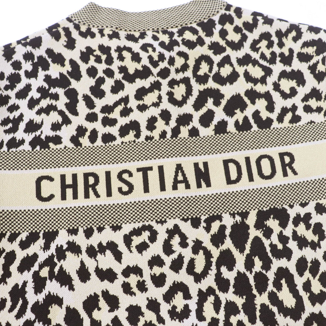 極美品☆Christian Dior クリスチャンディオール 21AW 144R03AM530 レオパード柄 長袖 ハーフZIP ニット ワンピース ブラウン 40 正規品