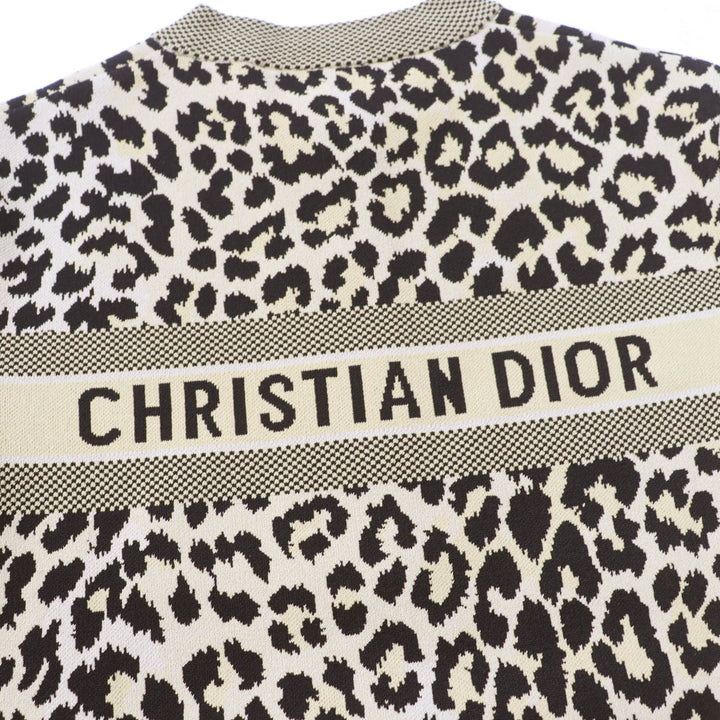 極美品☆Christian Dior クリスチャンディオール 21AW 144R03AM530 レオパード柄 長袖 ハーフZIP ニット ワンピース ブラウン 40 正規品