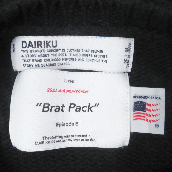 美品□DAIRIKU ダイリク 21AW Flower Cross Embroidery Border Knit モヘア ウール セーター ブラック XL～XXLサイズ相当 USA製 正規品